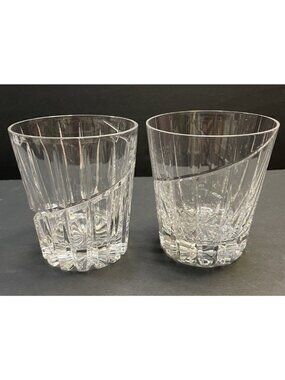 2 Mikasa Uptown Double Old Fashioned Lead Crystal Glasses Heavy - NEW w/out Box